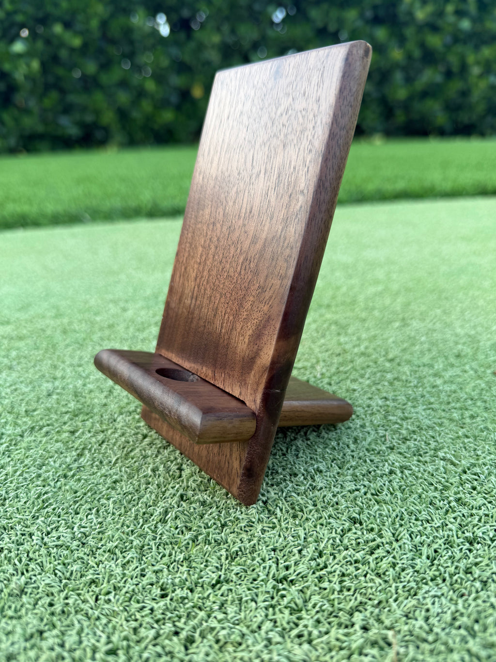 Hand Crafted Dark Walnut Wood Phone Stand