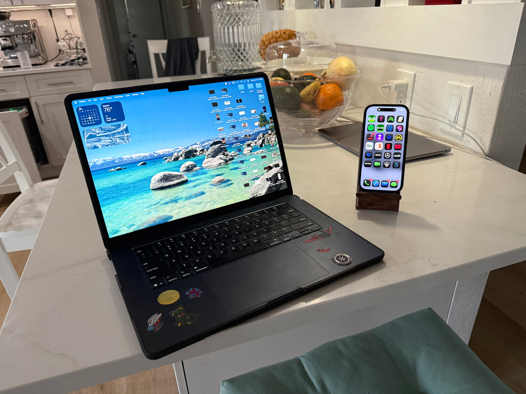 Hand Crafted Dark Walnut Wood Phone Stand