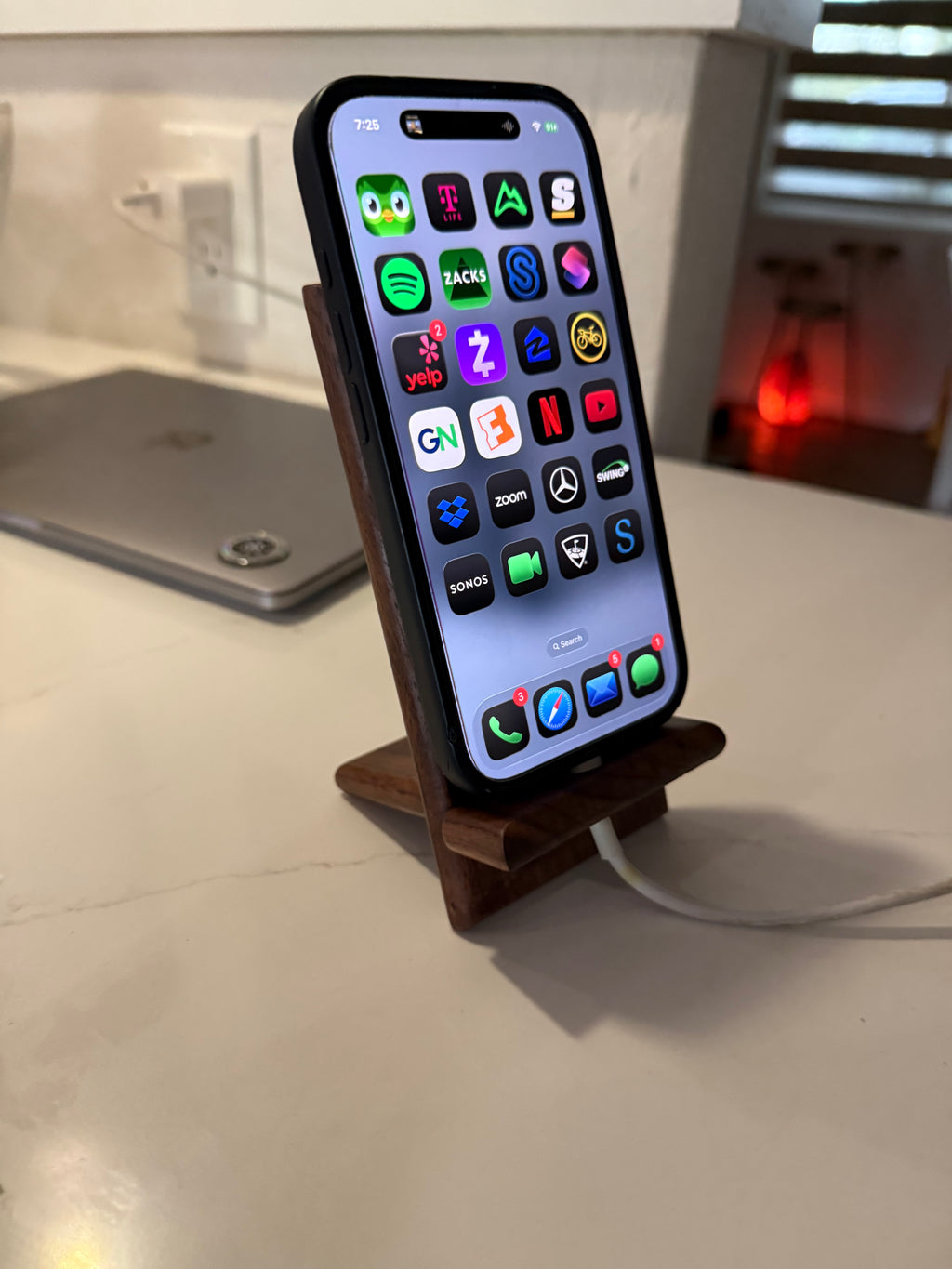 Hand Crafted Dark Walnut Wood Phone Stand