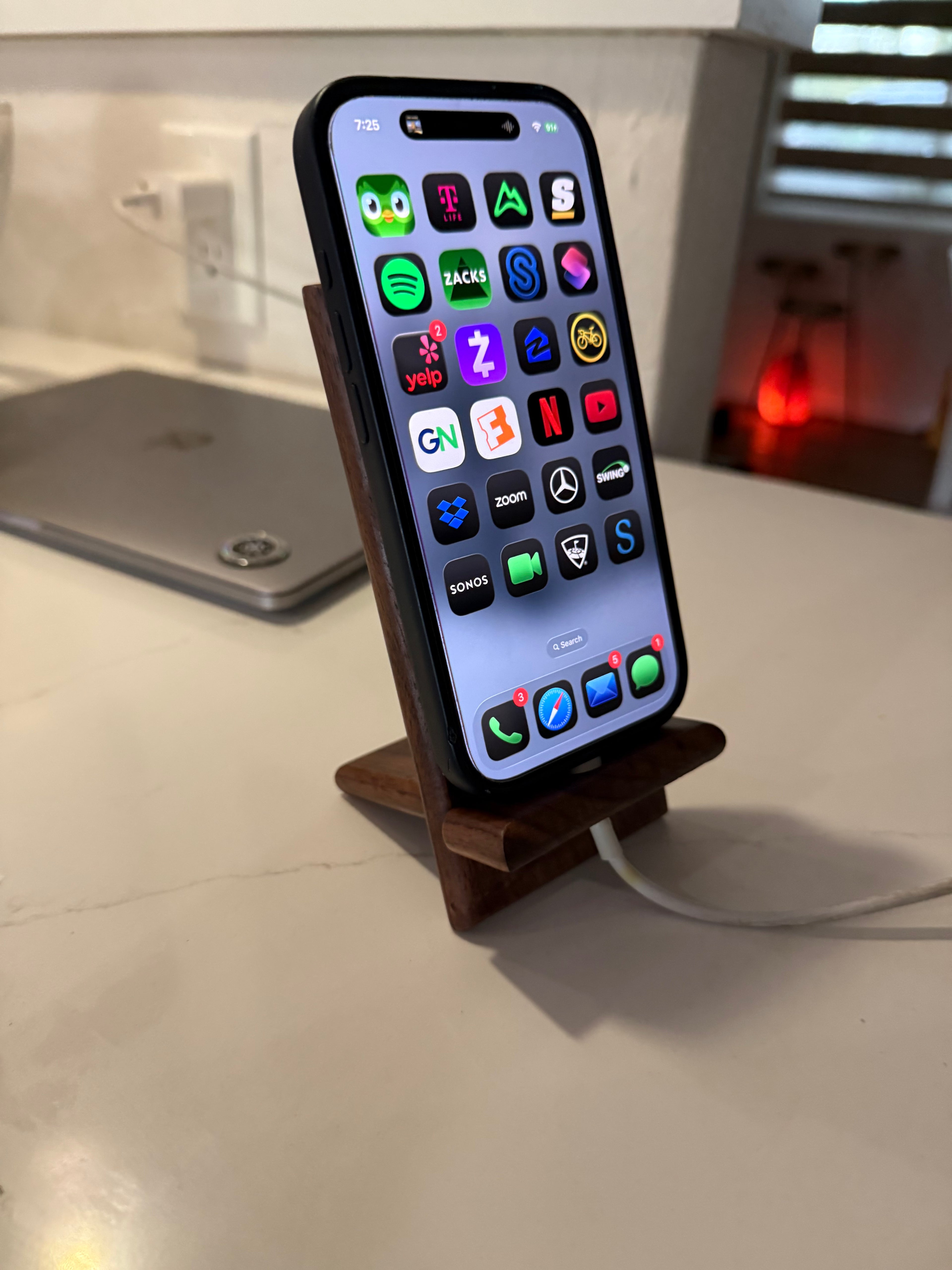 Hand Crafted Dark Walnut Wood Phone Stand