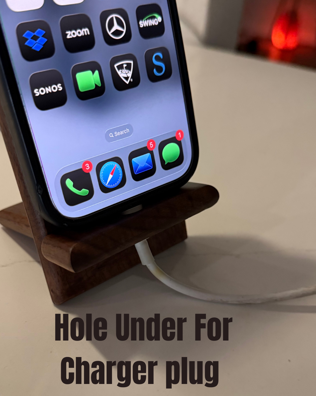 Hand Crafted Dark Walnut Wood Phone Stand